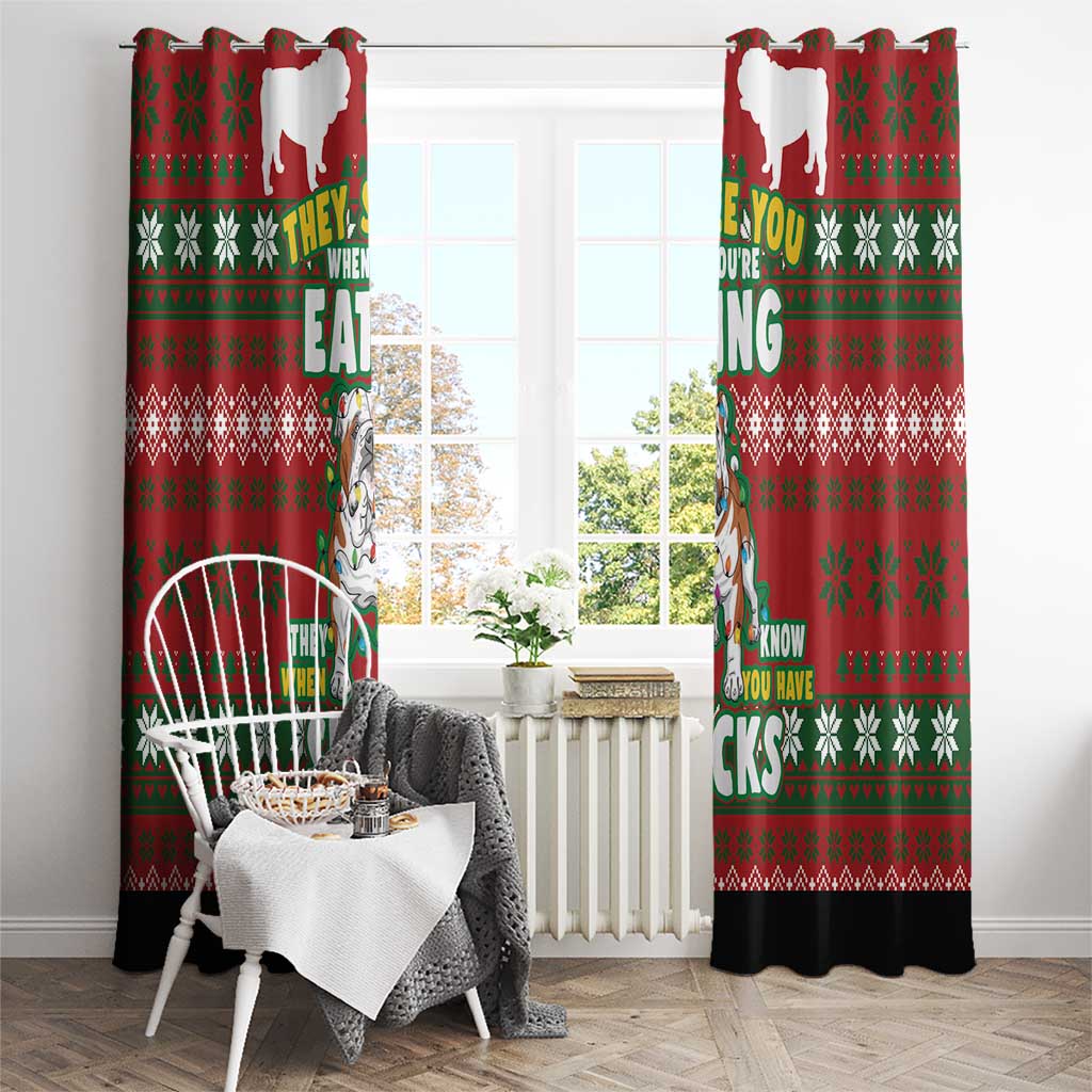 Bulldog Snacks Christmas Window Curtain They Know You Have Snacks - Wonder Print Shop