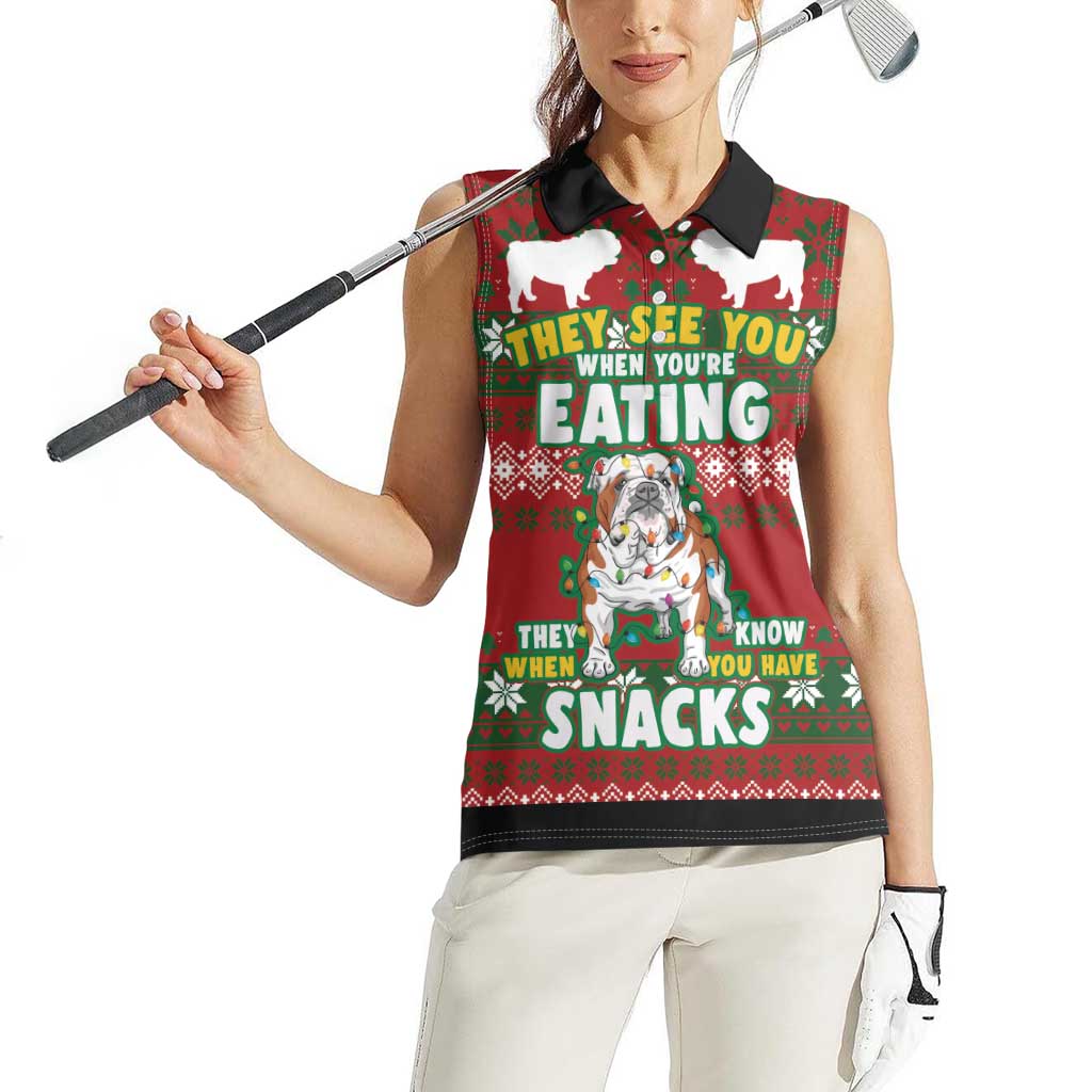 Bulldog Snacks Christmas Women Sleeveless Polo Shirt They Know You Have Snacks - Wonder Print Shop