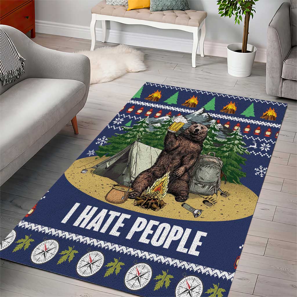 Bear Christmas Area Rug Camping I Hate People - Wonder Print Shop