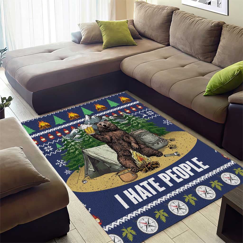 Bear Christmas Area Rug Camping I Hate People - Wonder Print Shop