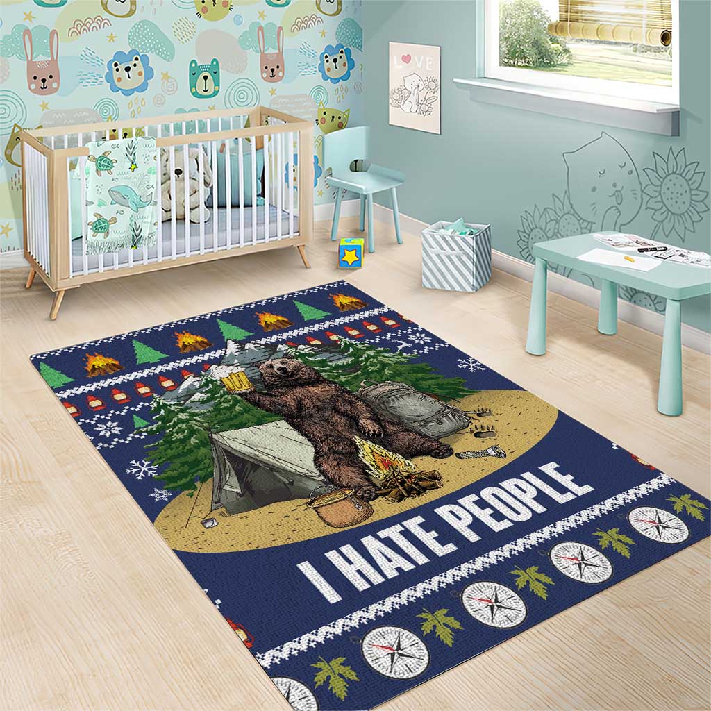 Bear Christmas Area Rug Camping I Hate People - Wonder Print Shop