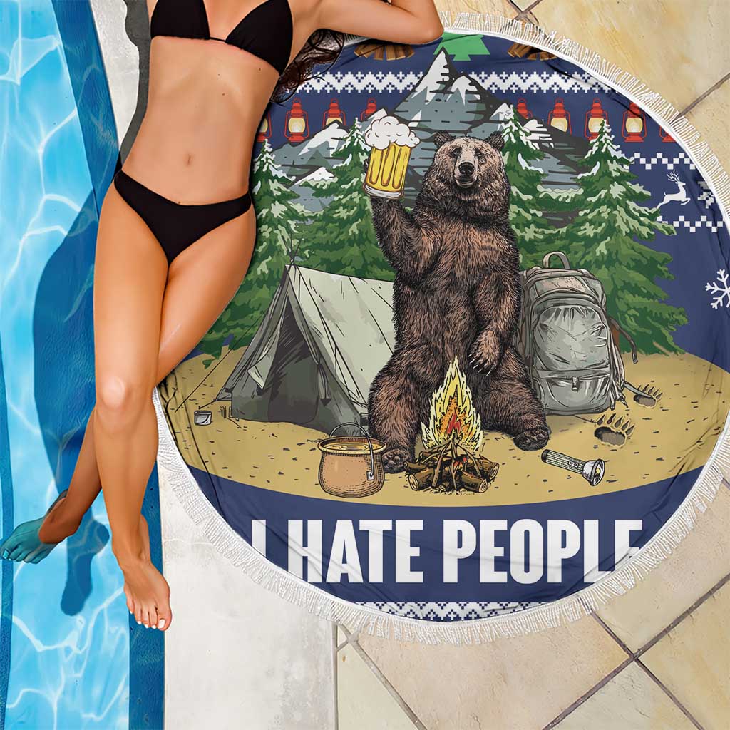 Bear Christmas Beach Blanket Camping I Hate People - Wonder Print Shop