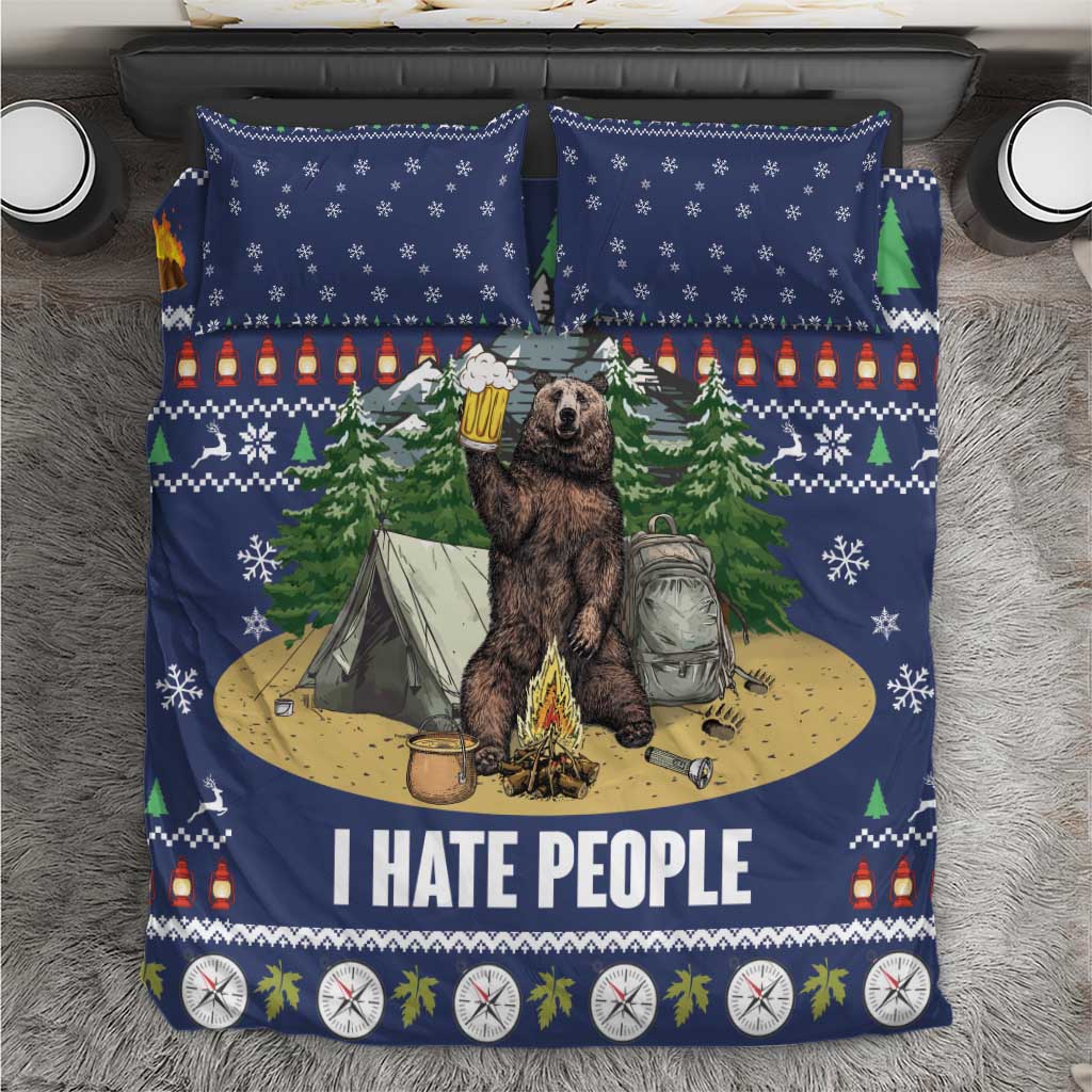 Bear Christmas Bedding Set Camping I Hate People - Wonder Print Shop