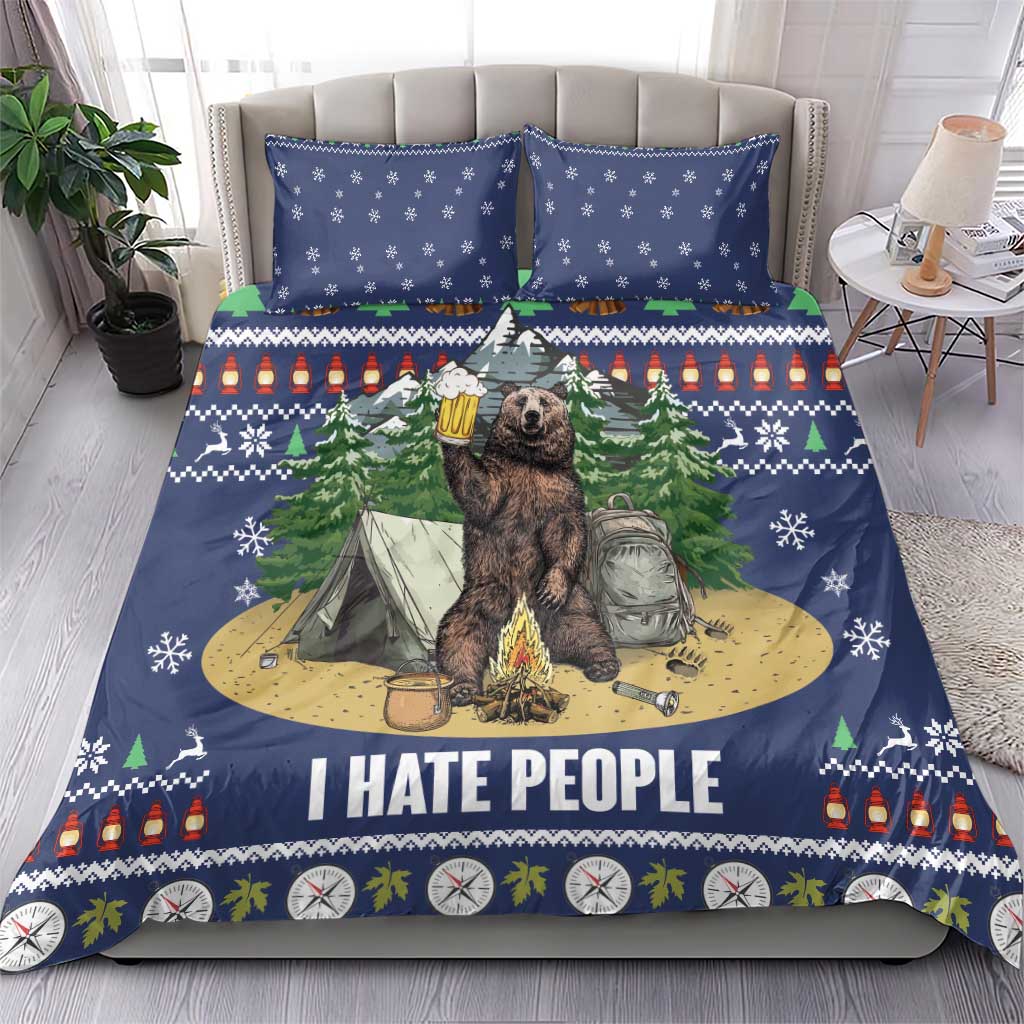 Bear Christmas Bedding Set Camping I Hate People - Wonder Print Shop