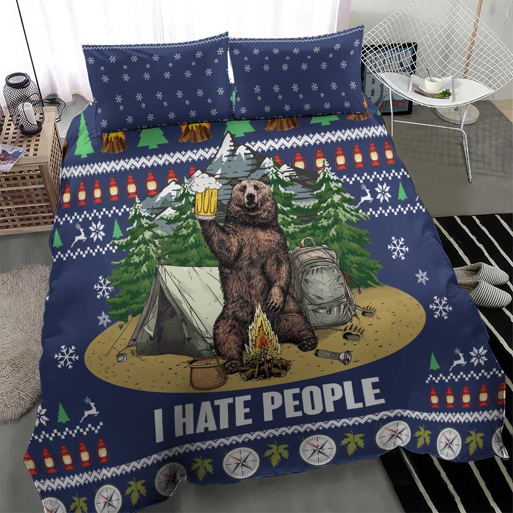 Bear Christmas Bedding Set Camping I Hate People - Wonder Print Shop