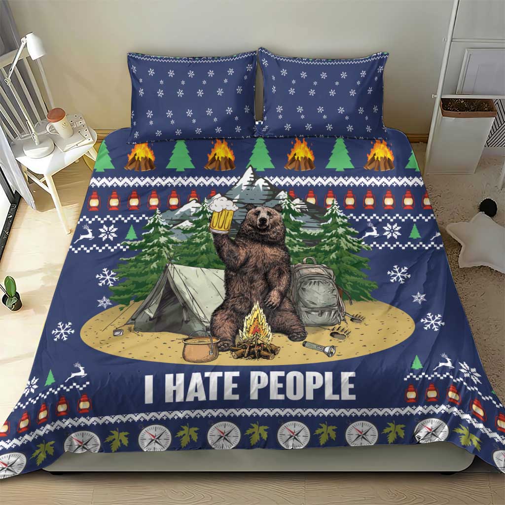 Bear Christmas Bedding Set Camping I Hate People - Wonder Print Shop