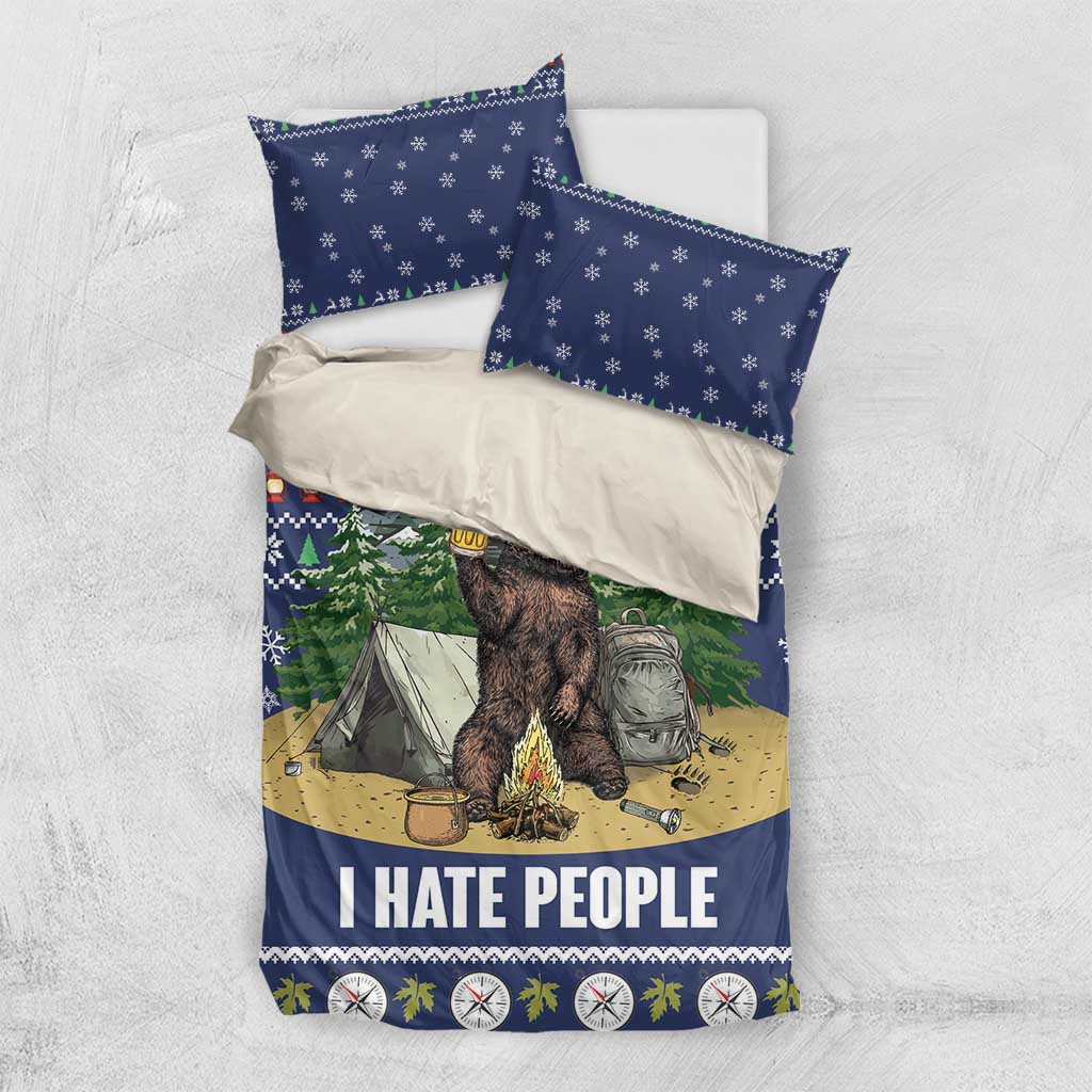 Bear Christmas Bedding Set Camping I Hate People - Wonder Print Shop