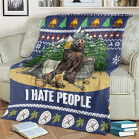 Bear Christmas Blanket Camping I Hate People