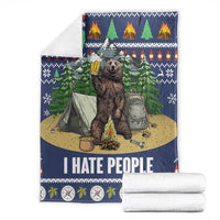 Bear Christmas Blanket Camping I Hate People