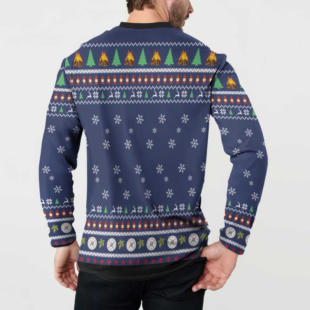 Bear Christmas Button Sweatshirt Camping I Hate People - Wonder Print Shop