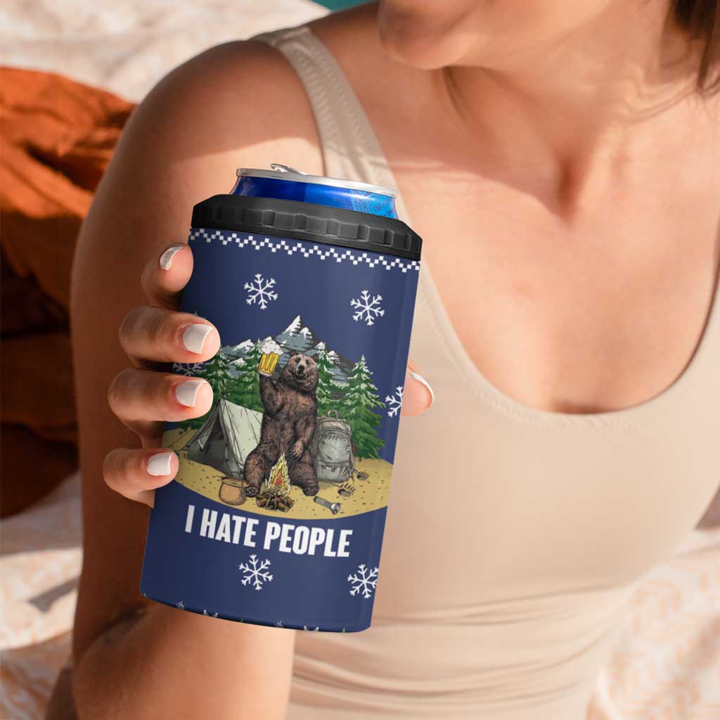 Bear Christmas 4 in 1 Can Cooler Tumbler Camping I Hate People - Wonder Print Shop