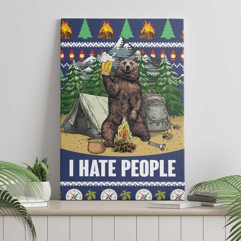 Bear Christmas Canvas Wall Art Camping I Hate People - Wonder Print Shop