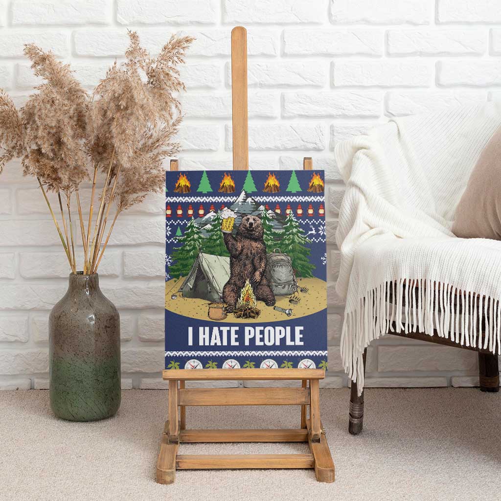 Bear Christmas Canvas Wall Art Camping I Hate People - Wonder Print Shop