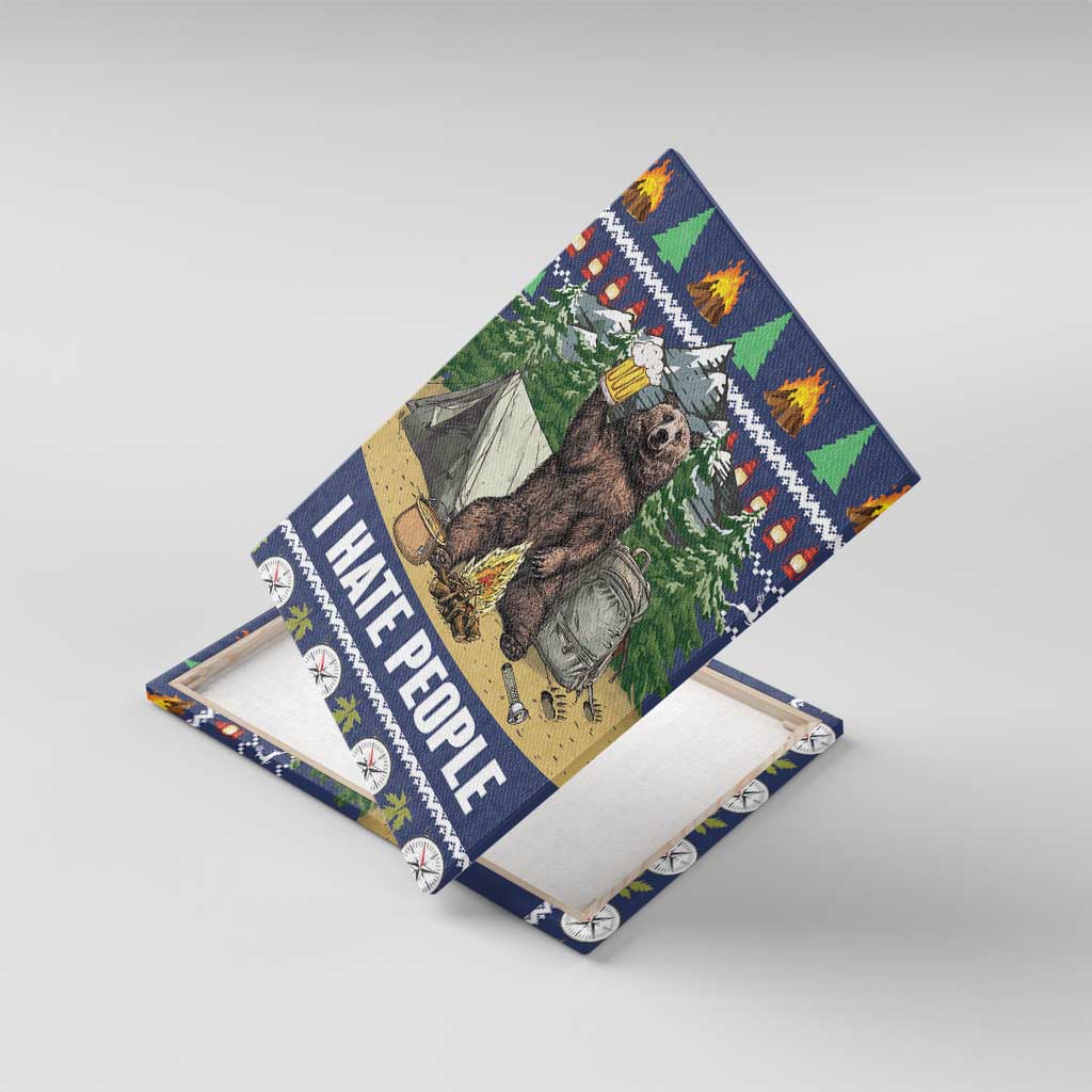 Bear Christmas Canvas Wall Art Camping I Hate People - Wonder Print Shop