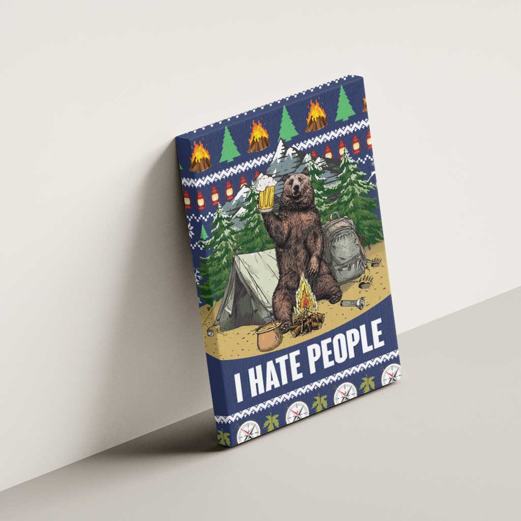 Bear Christmas Canvas Wall Art Camping I Hate People - Wonder Print Shop