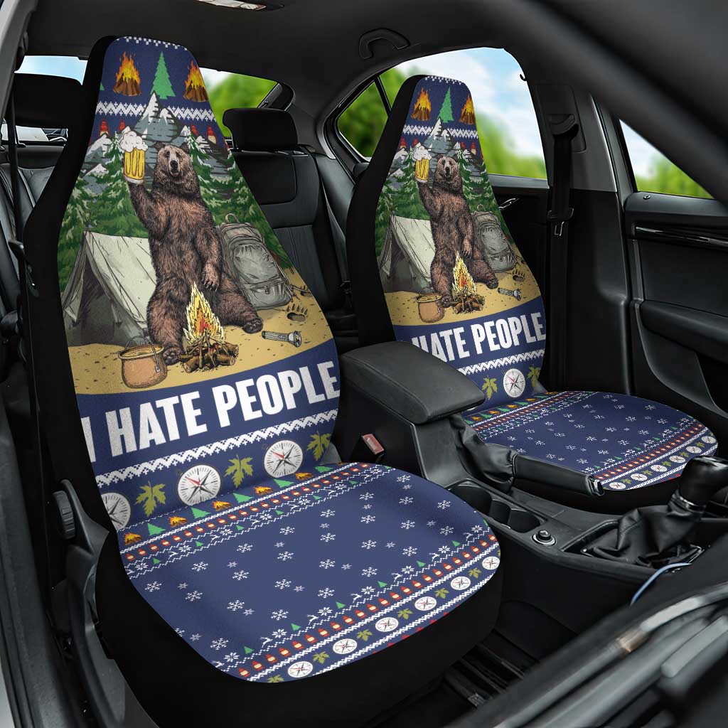 Bear Christmas Car Seat Cover Camping I Hate People - Wonder Print Shop
