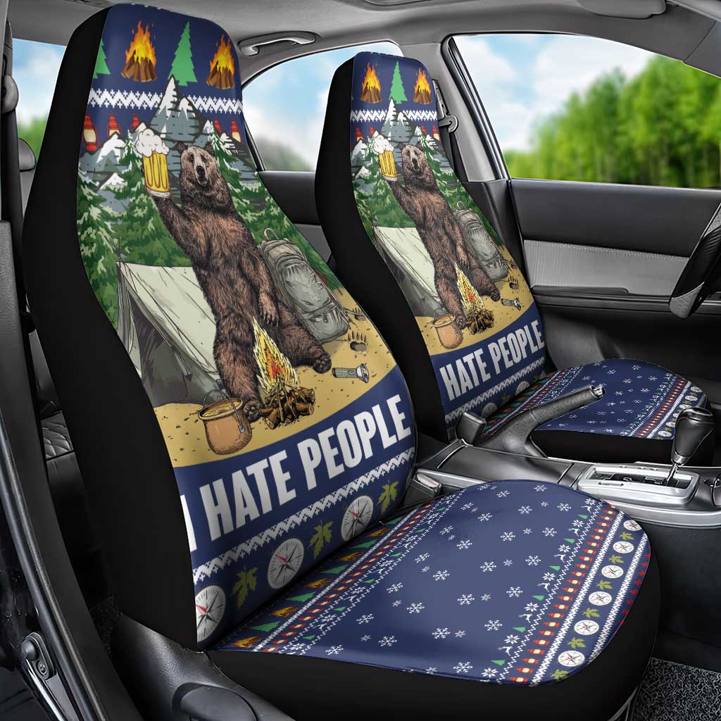 Bear Christmas Car Seat Cover Camping I Hate People - Wonder Print Shop
