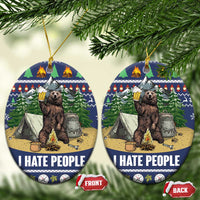 Bear Christmas Ceramic Ornament Camping I Hate People - Wonder Print Shop