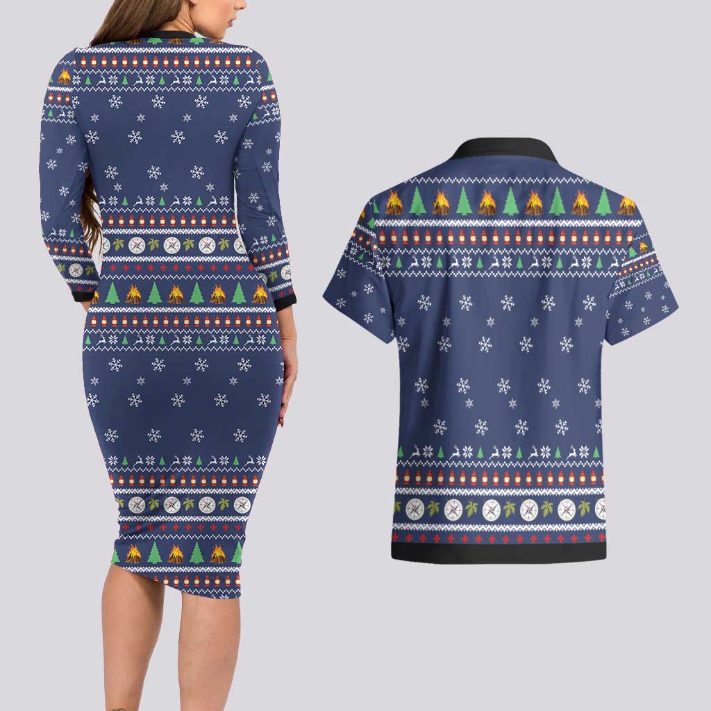 Bear Christmas Couples Matching Long Sleeve Bodycon Dress and Hawaiian Shirt Camping I Hate People - Wonder Print Shop