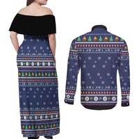 Bear Christmas Couples Matching Off Shoulder Maxi Dress and Long Sleeve Button Shirt Camping I Hate People - Wonder Print Shop