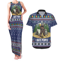 Bear Christmas Couples Matching Tank Maxi Dress and Hawaiian Shirt Camping I Hate People - Wonder Print Shop