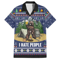 Bear Christmas Family Matching Long Sleeve Bodycon Dress and Hawaiian Shirt Camping I Hate People - Wonder Print Shop