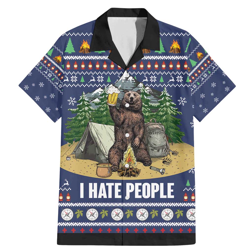 Bear Christmas Family Matching Mermaid Dress and Hawaiian Shirt Camping I Hate People - Wonder Print Shop