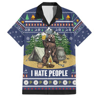 Bear Christmas Family Matching Off The Shoulder Long Sleeve Dress and Hawaiian Shirt Camping I Hate People - Wonder Print Shop