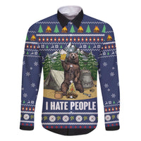Bear Christmas Family Matching Off The Shoulder Long Sleeve Dress and Hawaiian Shirt Camping I Hate People - Wonder Print Shop