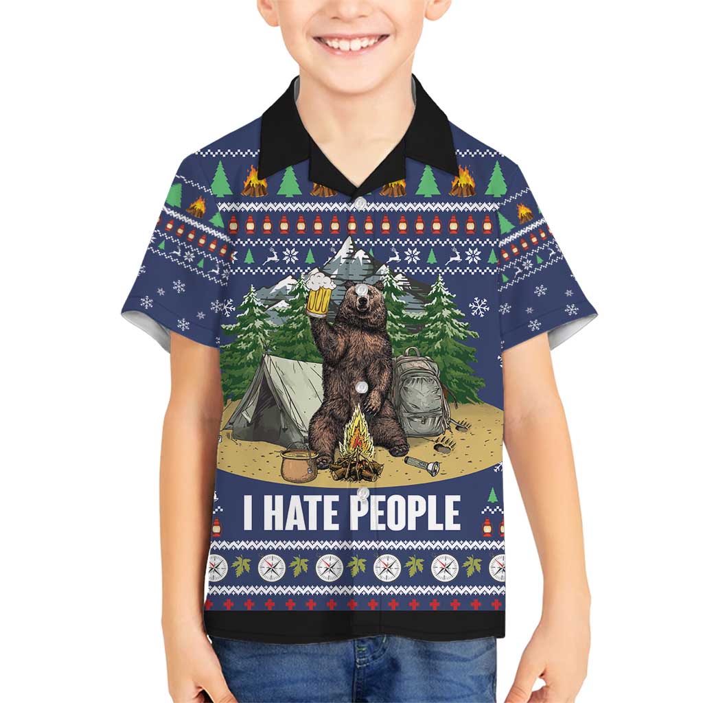 Bear Christmas Family Matching Puletasi and Hawaiian Shirt Camping I Hate People - Wonder Print Shop