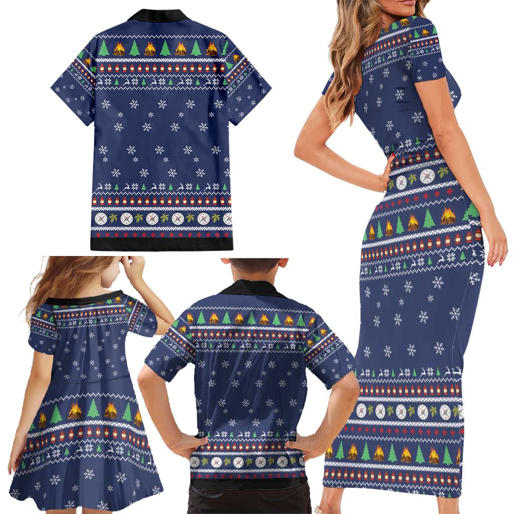 Bear Christmas Family Matching Short Sleeve Bodycon Dress and Hawaiian Shirt Camping I Hate People - Wonder Print Shop