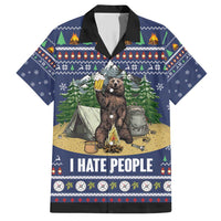 Bear Christmas Family Matching Short Sleeve Bodycon Dress and Hawaiian Shirt Camping I Hate People - Wonder Print Shop