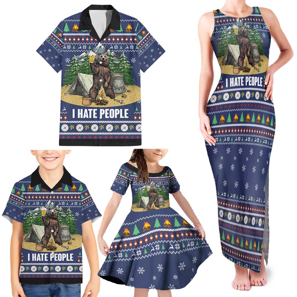 Bear Christmas Family Matching Tank Maxi Dress and Hawaiian Shirt Camping I Hate People - Wonder Print Shop