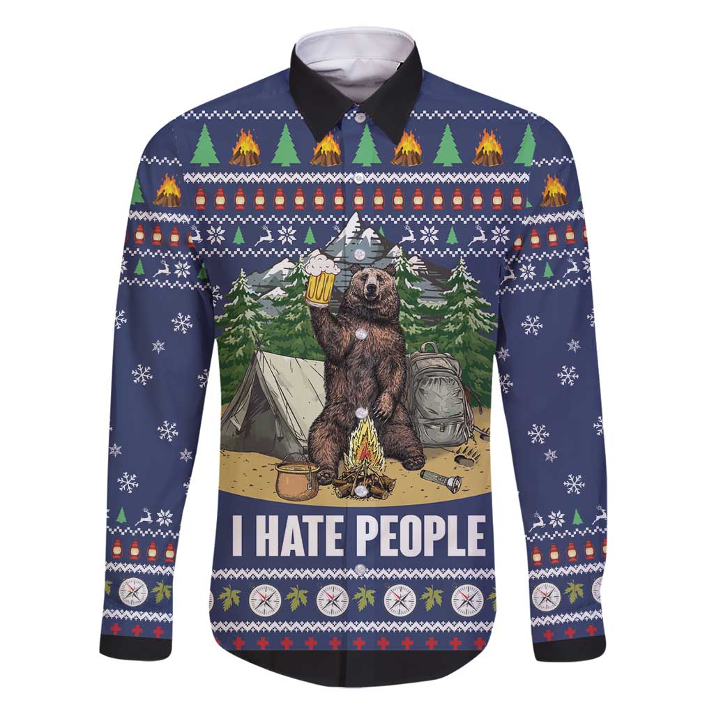Bear Christmas Family Matching Tank Maxi Dress and Hawaiian Shirt Camping I Hate People - Wonder Print Shop