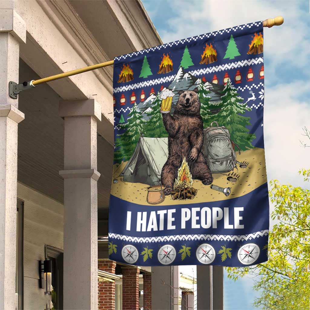 Bear Christmas Garden Flag Camping I Hate People - Wonder Print Shop