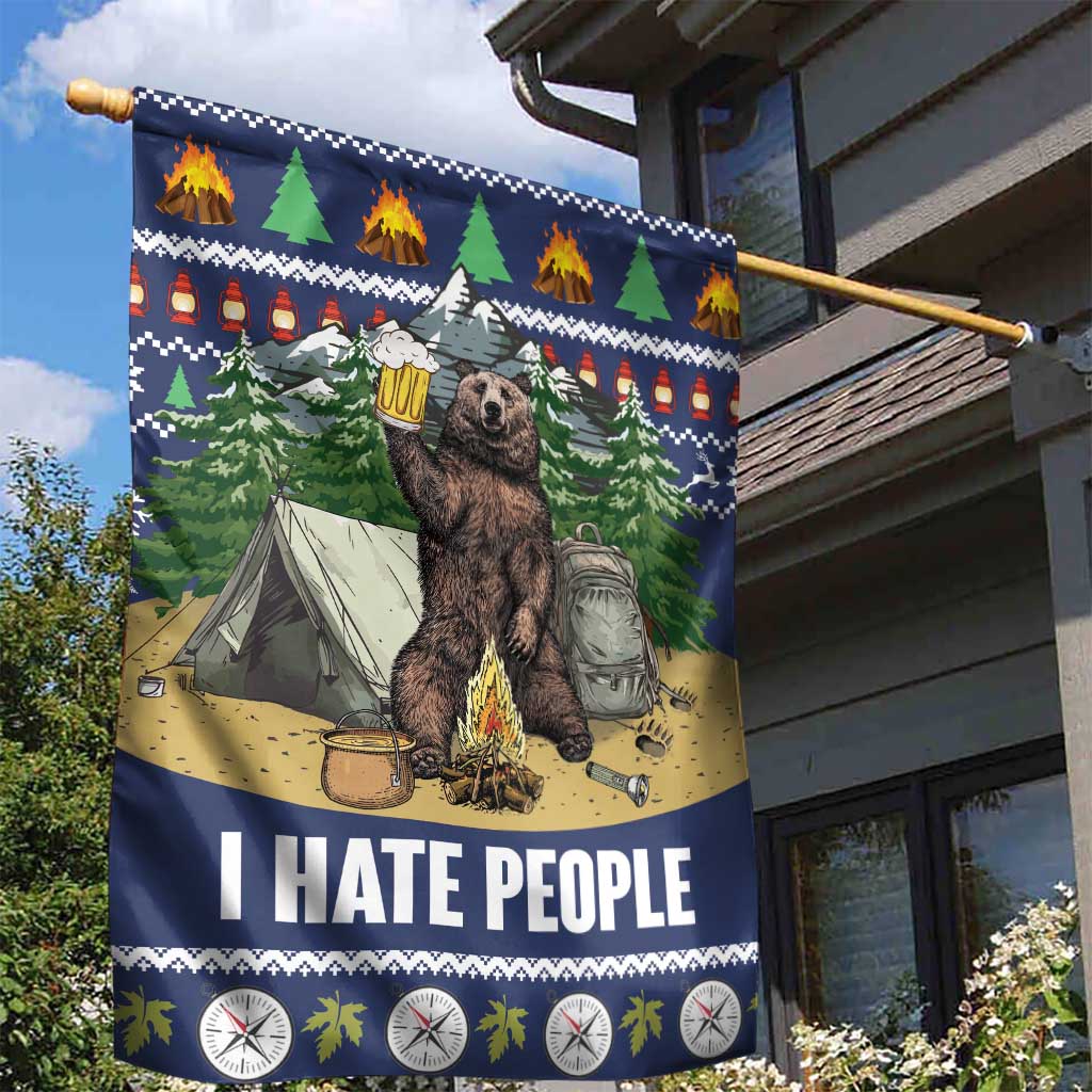 Bear Christmas Garden Flag Camping I Hate People - Wonder Print Shop