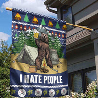 Bear Christmas Garden Flag Camping I Hate People - Wonder Print Shop