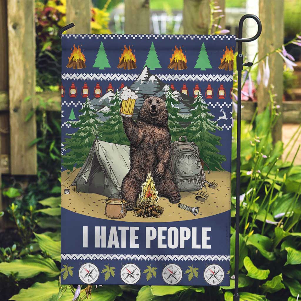 Bear Christmas Garden Flag Camping I Hate People - Wonder Print Shop