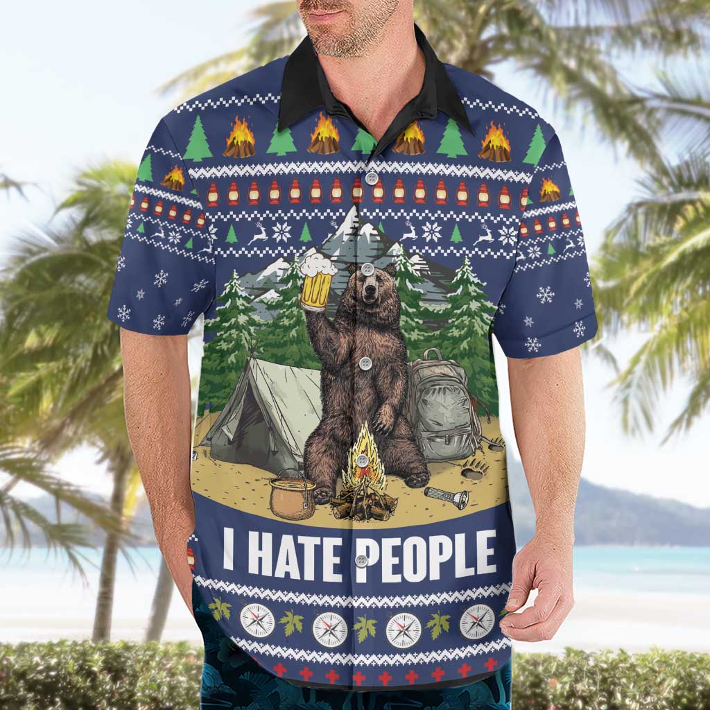 Bear Christmas Hawaiian Shirt Camping I Hate People - Wonder Print Shop