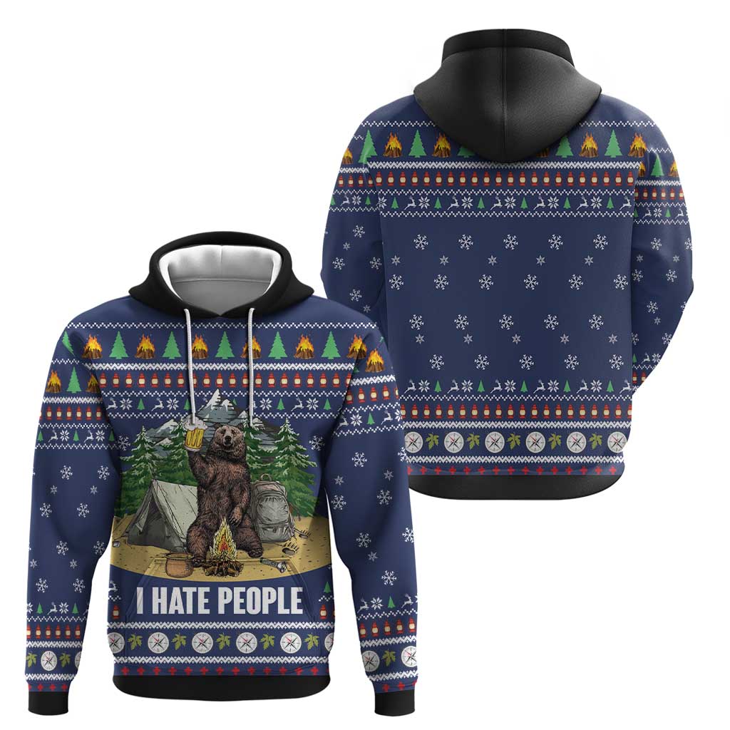 Bear Christmas Hoodie Camping I Hate People - Wonder Print Shop