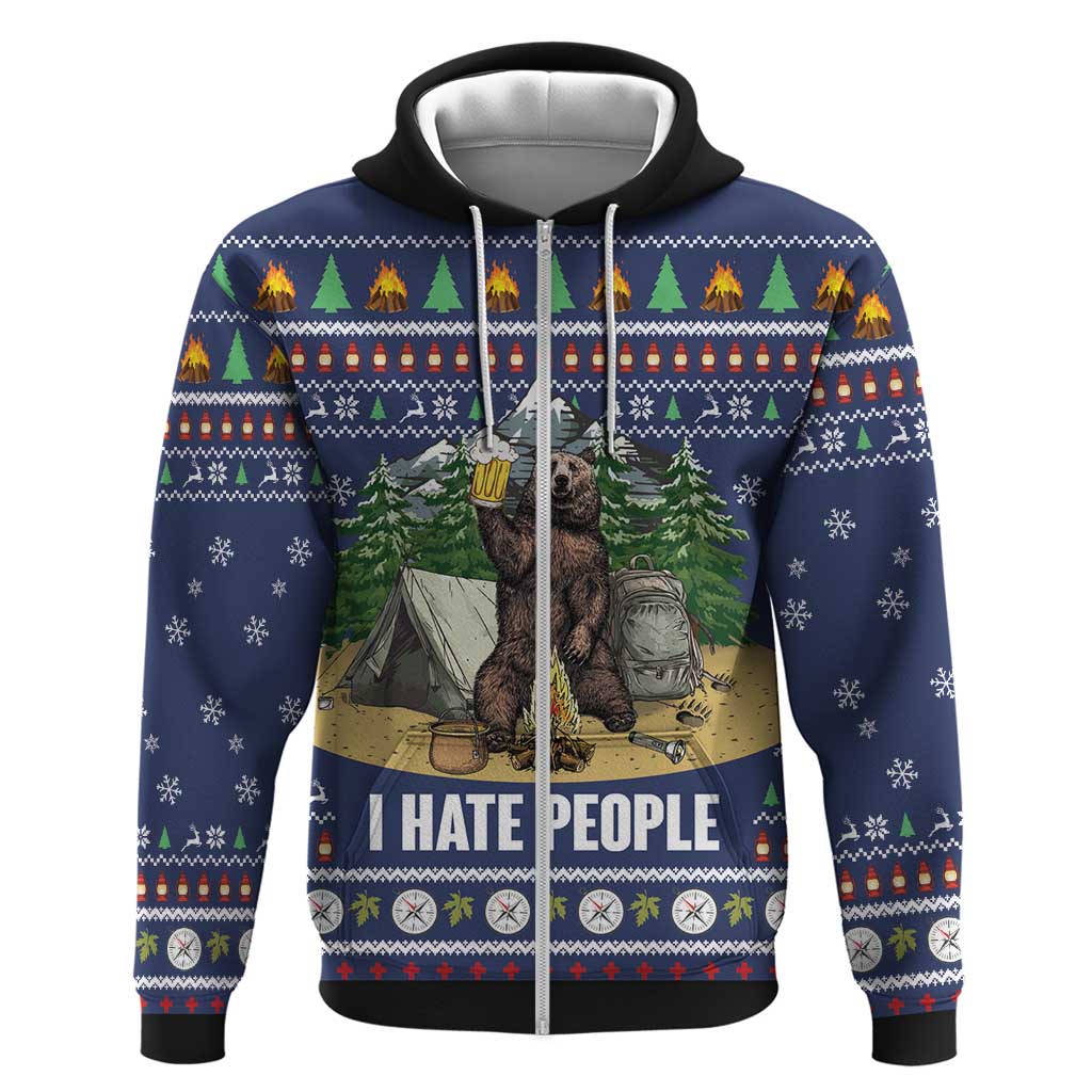 Bear Christmas Hoodie Camping I Hate People - Wonder Print Shop