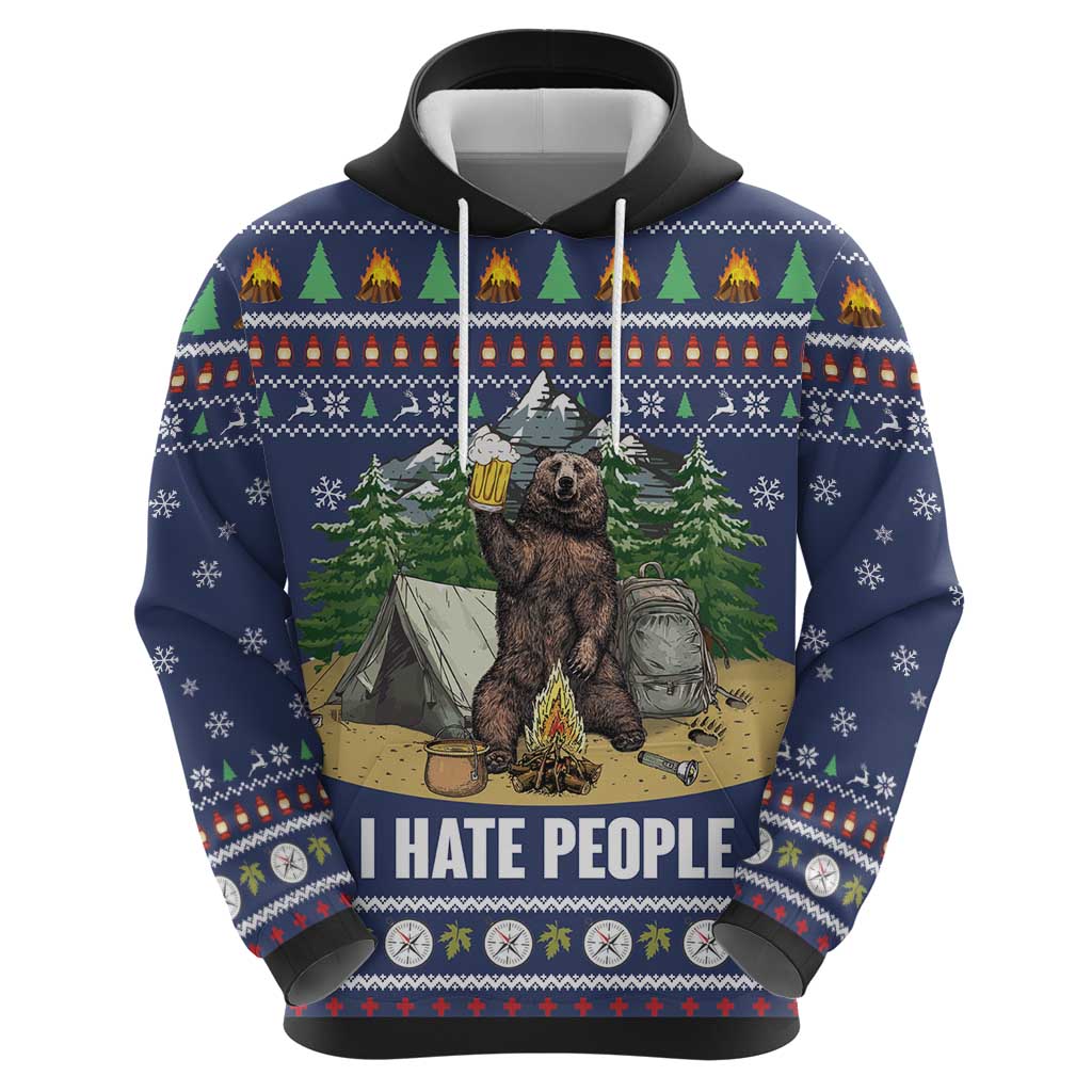 Bear Christmas Hoodie Camping I Hate People - Wonder Print Shop