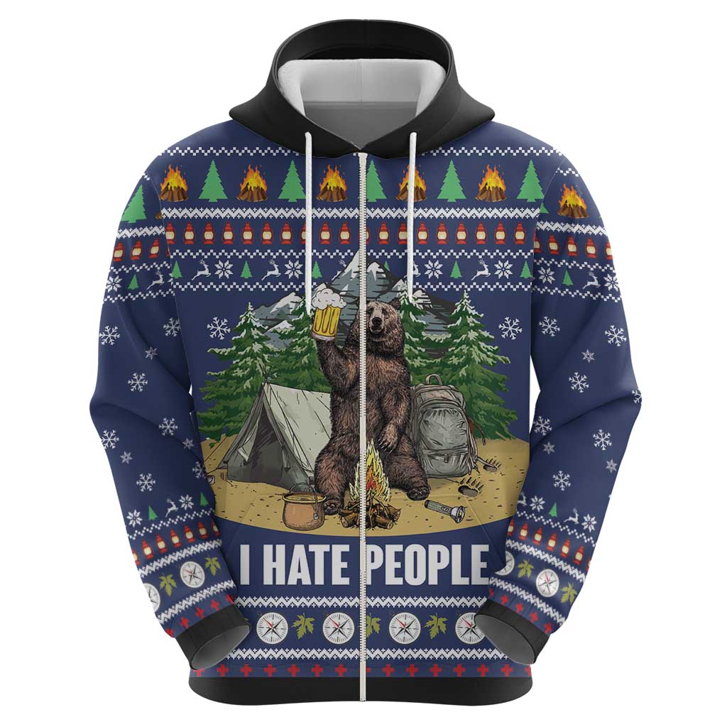 Bear Christmas Hoodie Camping I Hate People - Wonder Print Shop