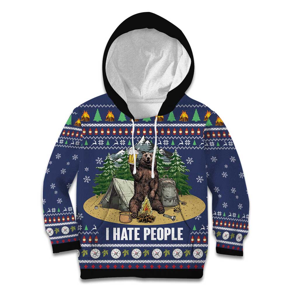 Bear Christmas Kid Hoodie Camping I Hate People - Wonder Print Shop