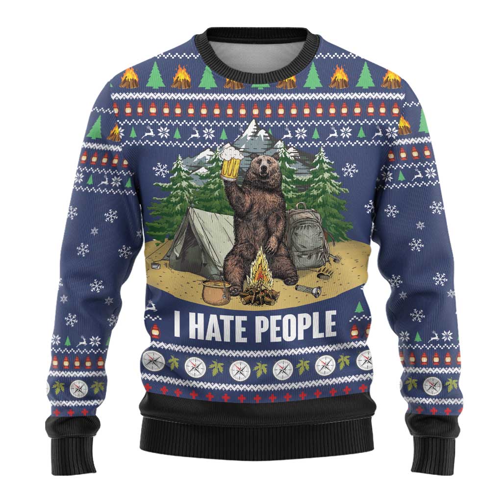 Bear Christmas Ugly Christmas Sweater Camping I Hate People - Wonder Print Shop