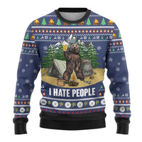 Bear Christmas Ugly Christmas Sweater Camping I Hate People - Wonder Print Shop