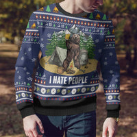 Bear Christmas Ugly Christmas Sweater Camping I Hate People - Wonder Print Shop