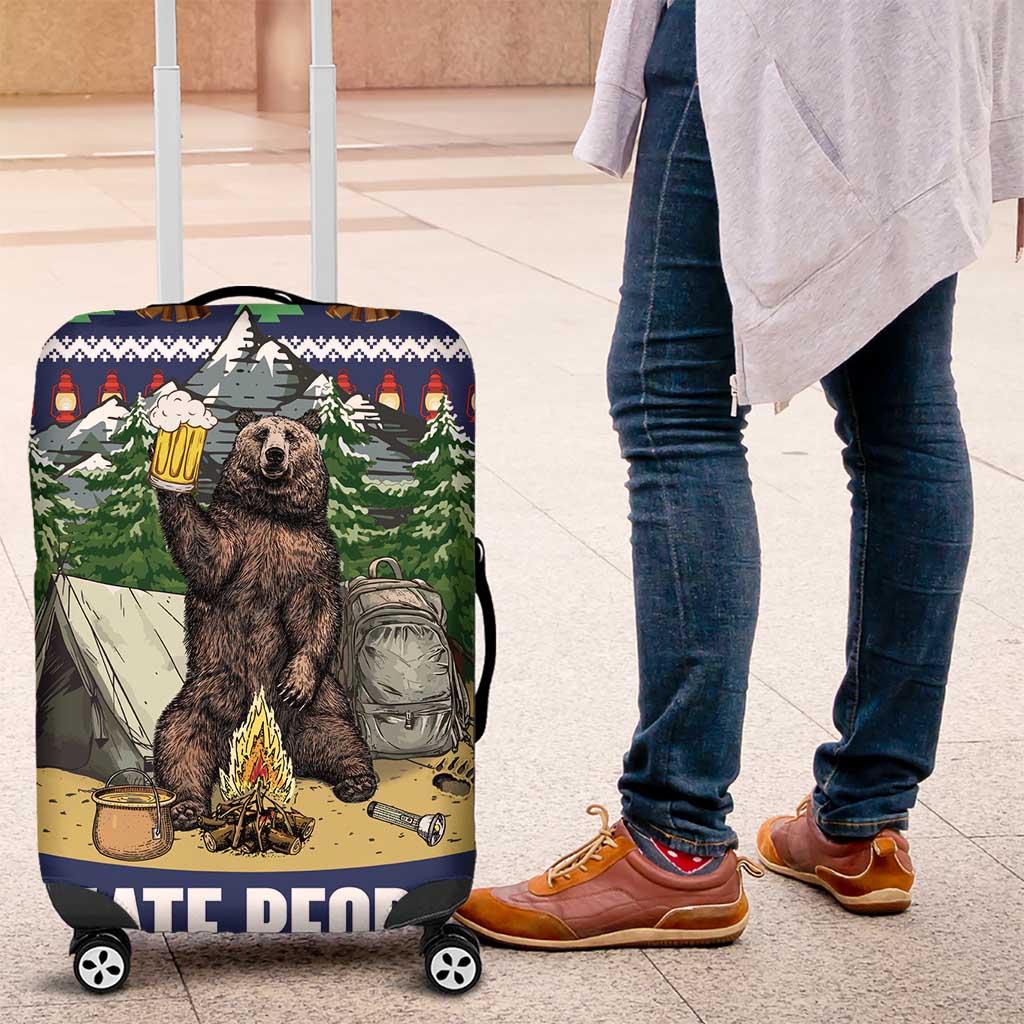 Bear Christmas Luggage Cover Camping I Hate People - Wonder Print Shop