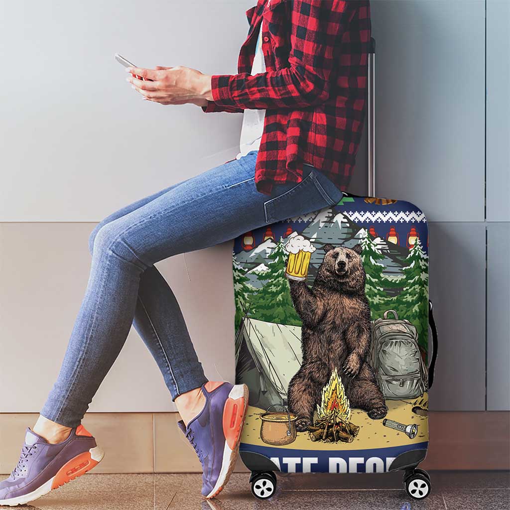 Bear Christmas Luggage Cover Camping I Hate People - Wonder Print Shop