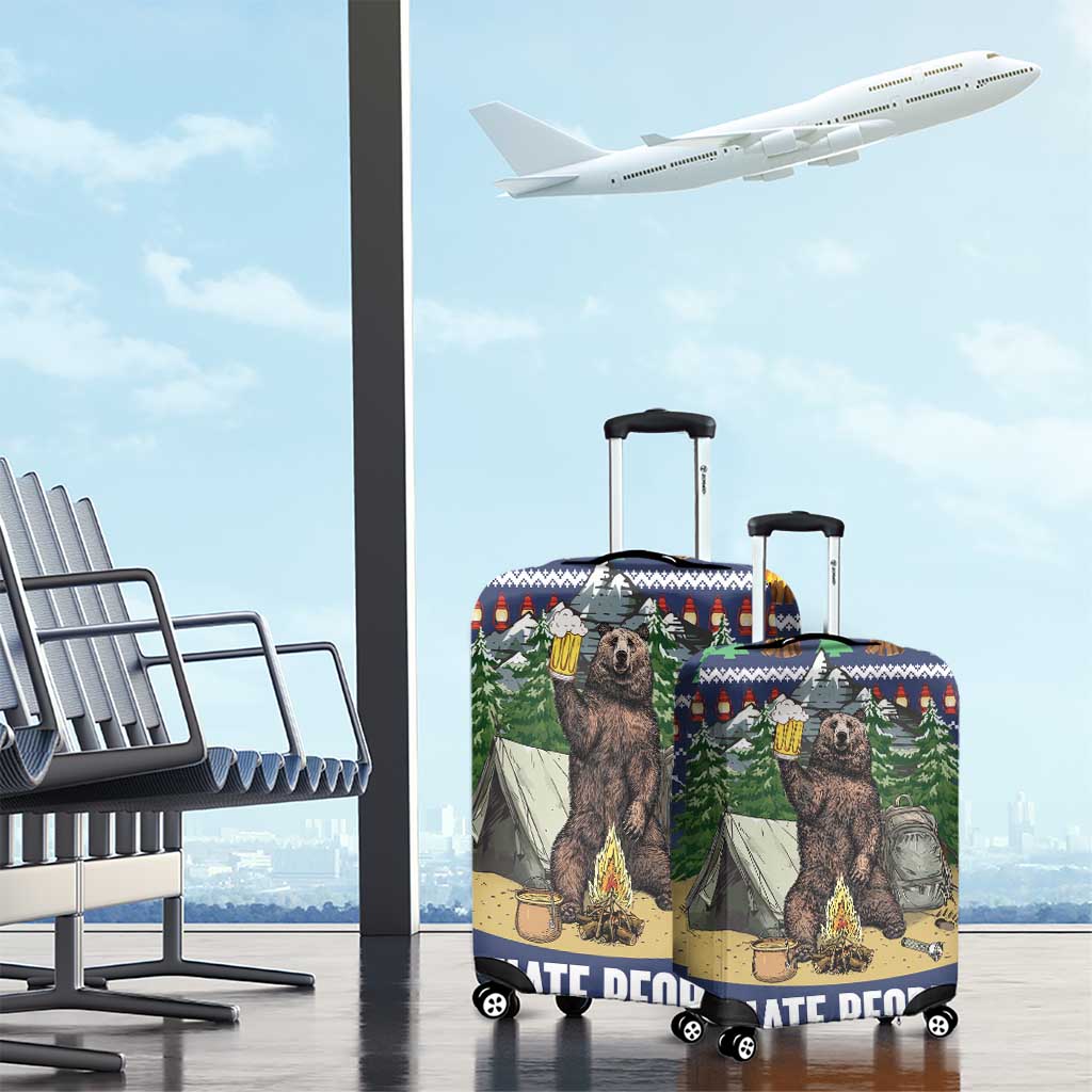 Bear Christmas Luggage Cover Camping I Hate People - Wonder Print Shop